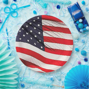 US Flag Patriotic Paper Plate