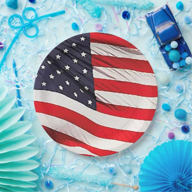 US Flag Patriotic Paper Plate (Party)