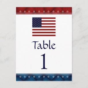 US Flag Patriotic Party Table Number Cards