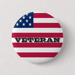 US Flag Patriotic Veteran USA Pin Button