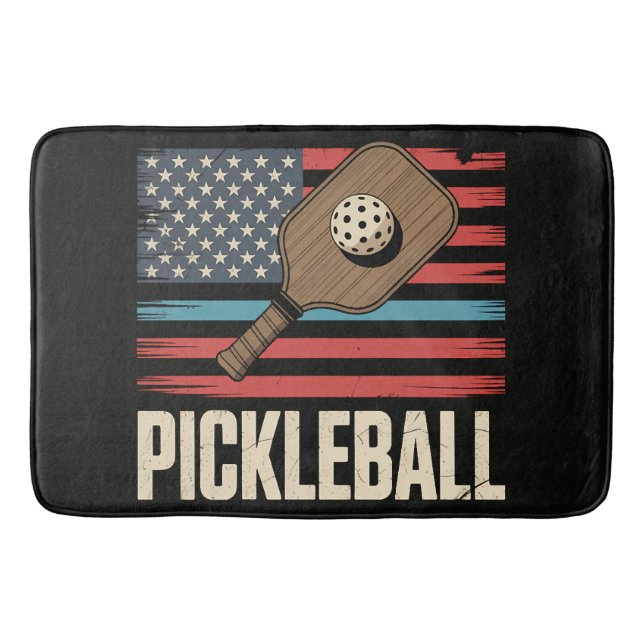 US Flag Pickleball Bath Mat (Front)