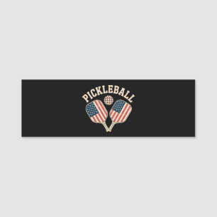 US Flag Pickleball Player Name Tag