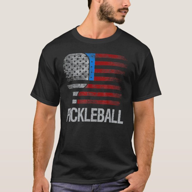 US Flag Pickleball Player Paddleball Lover_1 T-Shirt (Front)