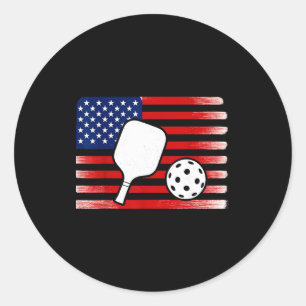 Us flag pickleball player paddleball lover  classic round sticker
