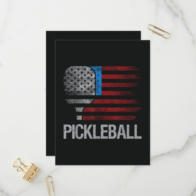 US Flag Pickleball Player Paddleball Lover Invitation Postcard (Front/Back In Situ)