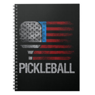 US Flag Pickleball Player Paddleball Lover Notebook
