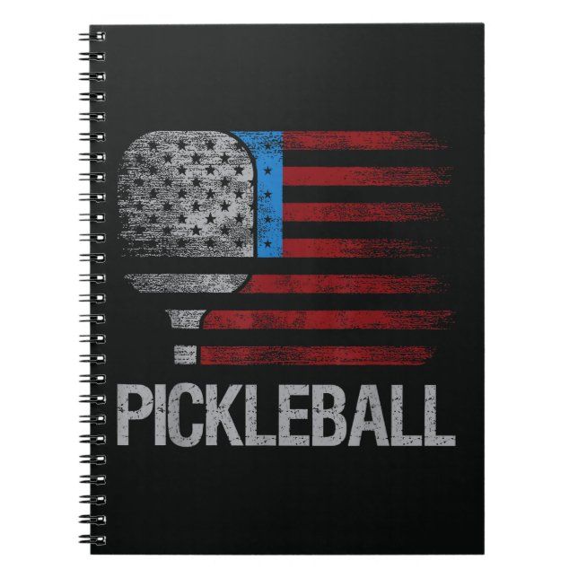 US Flag Pickleball Player Paddleball Lover Notebook (Front)