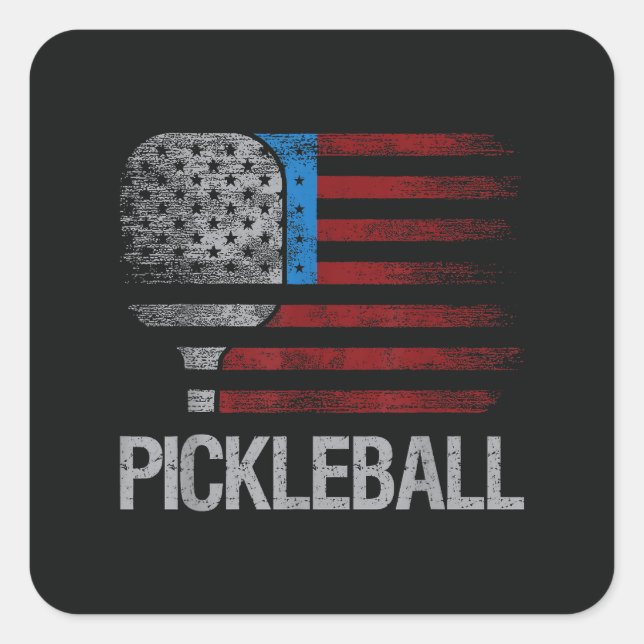 US Flag Pickleball Player Paddleball Lover Square Sticker (Front)