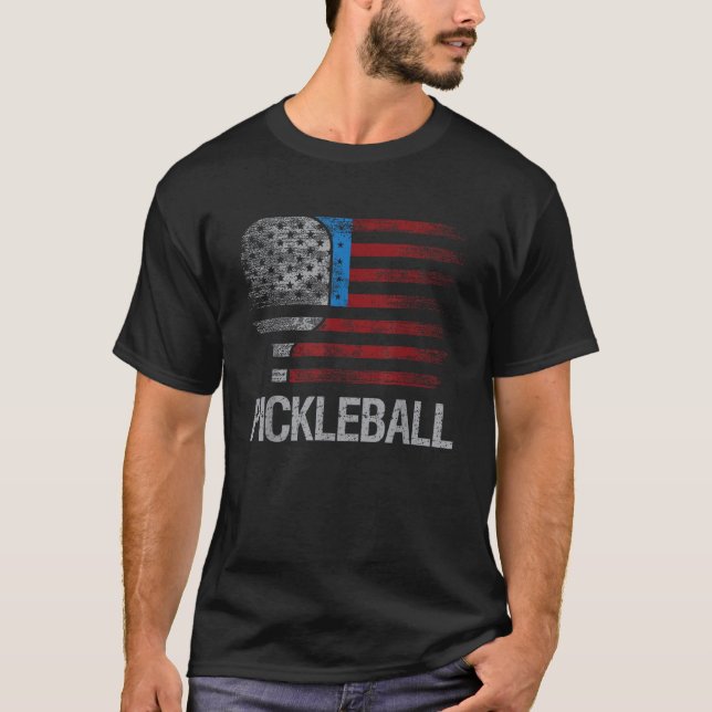 US Flag Pickleball Player Paddleball Lover  T-Shirt (Front)