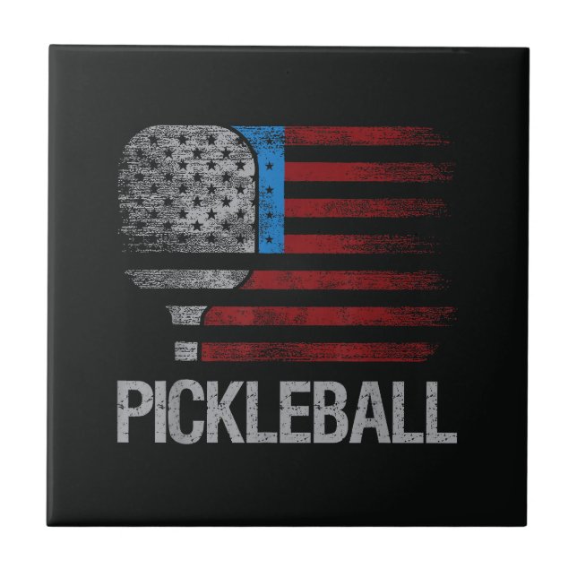 US Flag Pickleball Player Paddleball Lover Tile (Front)