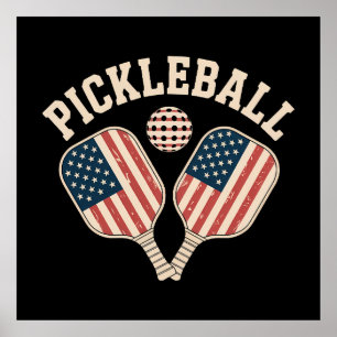 US Flag Pickleball Player Poster