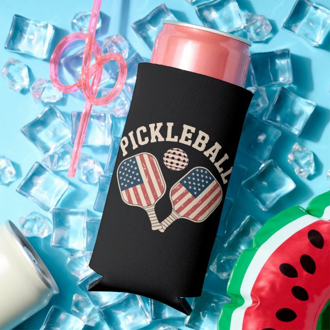 US Flag Pickleball Player Seltzer Can Cooler (In Situ Summer)