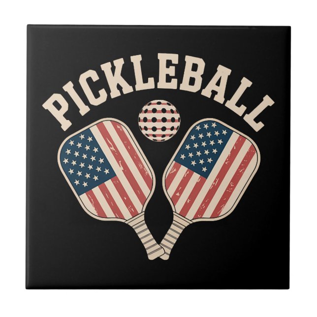 US Flag Pickleball Player Tile (Front)
