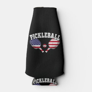US Flag Pickleball Player Vintage Pickle Ball Love Bottle Cooler