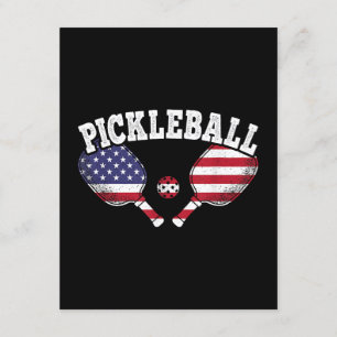 US Flag Pickleball Player Vintage Pickle Ball Love Enclosure Card