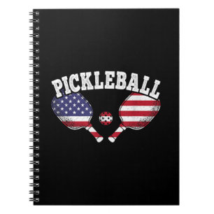 US Flag Pickleball Player Vintage Pickle Ball Love Notebook