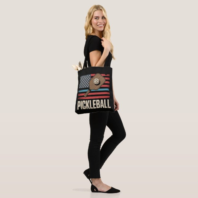 US Flag Pickleball Tote Bag (On Model)