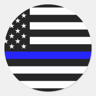 - US Flag Police Thin Blue Line Classic Round Sticker