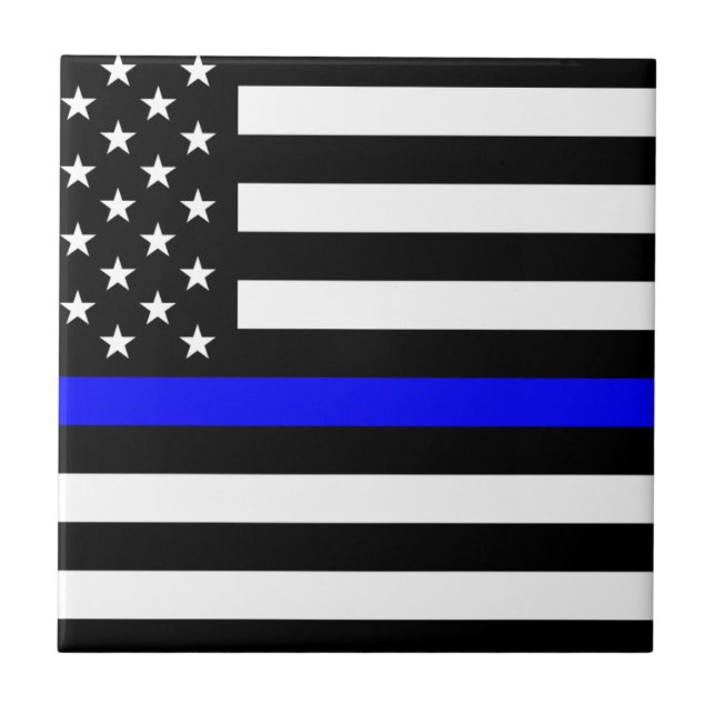 - US Flag Police Thin Blue Line Tile (Front)