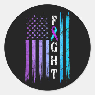 Us Flag Prevention Awareness Fight Wear Purple Classic Round Sticker
