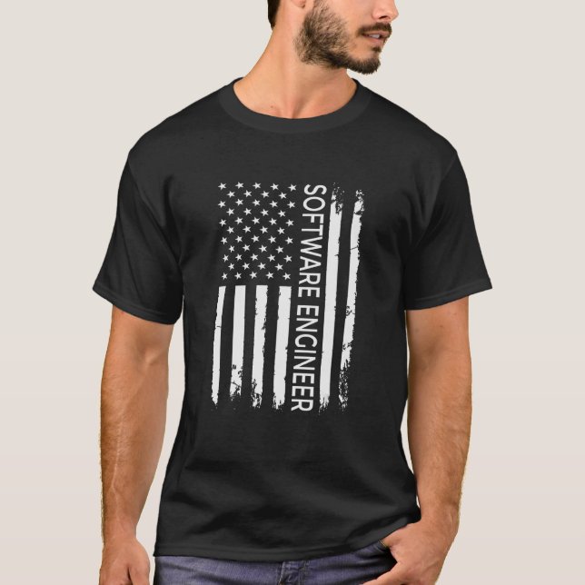 US Flag Programmer Programming Expert Software Dev T-Shirt (Front)