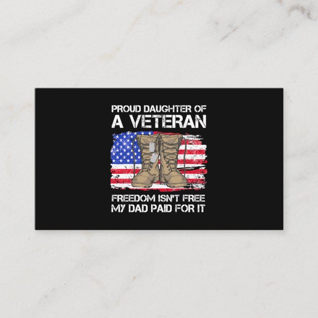 Us Flag Proud Daughter Of A Veteran US Military Ve Business Card (Front)