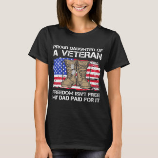 Us Flag Proud Daughter Of A Veteran US Military Ve T-Shirt