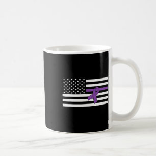 Us Flag Purple Ribbon Pancreatic Cancer Awareness Coffee Mug