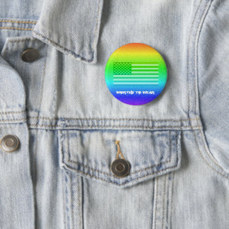 US Flag Rainbow Shield - Worthy To Wear 6 Cm Round Badge