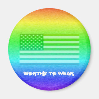 US Flag Rainbow Shield - Worthy To Wear Magnet