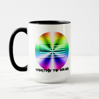 US Flag Rainbow Shield - Worthy To Wear Mug