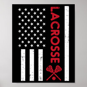 Us Flag Red Lacrosse Vintage Lax Patriotic Men Wom Poster