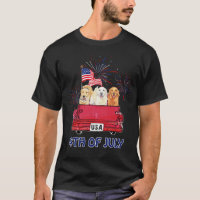 US Flag Red ruck Golden Retriever 4th of July anim