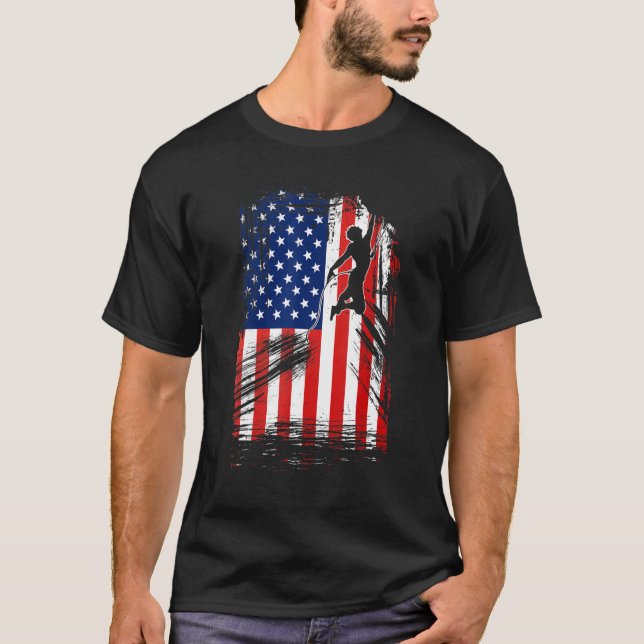 Us Flag Rock Climber T-Shirt (Front)
