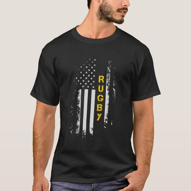 Us Flag Rugby American Flag Rugby Player T-Shirt (Front)