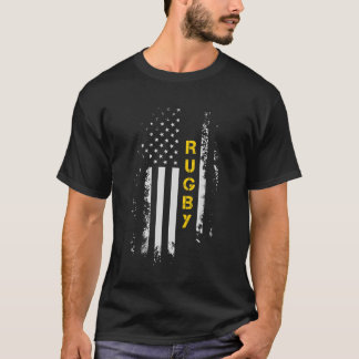 Us Flag Rugby American Flag Rugby Player T-Shirt