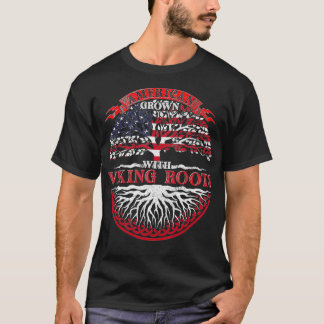 US Flag Scandinavian American Grown With Viking Ro T-Shirt