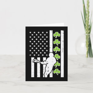 Us Flag Shamrock Lacrosse Vintage Lax St Patrick D Card