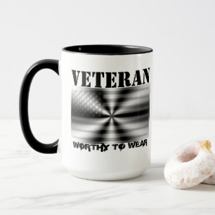 US Flag Shield - Veteran - Worthy To Wear Mug