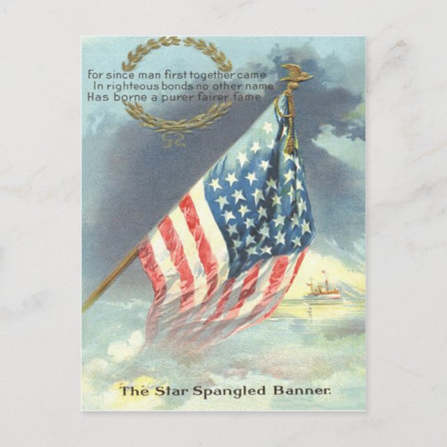 US Flag Ship Wreath Sea Memorial Day Postcard (Front)