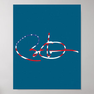 Us Flag Signature 44-48 Obama For President '2 Poster