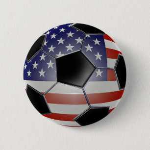 US Flag Soccer Ball 6 Cm Round Badge