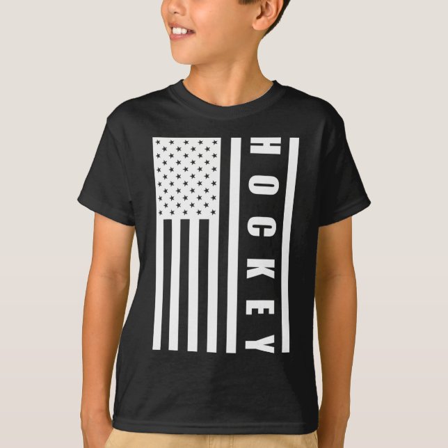 Us Flag Sport Goalie Hockey Player American Pride  T-Shirt (Front)
