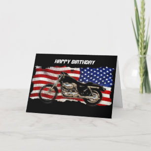 US Flag, Stars and Stripes, Motorcycle, Motorbike Card