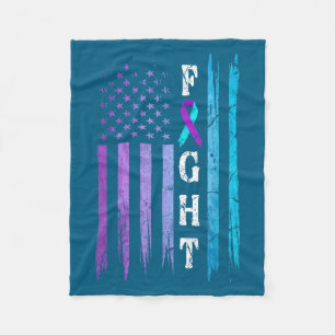 Us Flag Suicide Prevention Awareness Fight Wear Pu Fleece Blanket