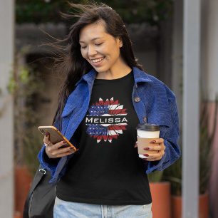 US Flag Sunflower With Name Woman's T-Shirt