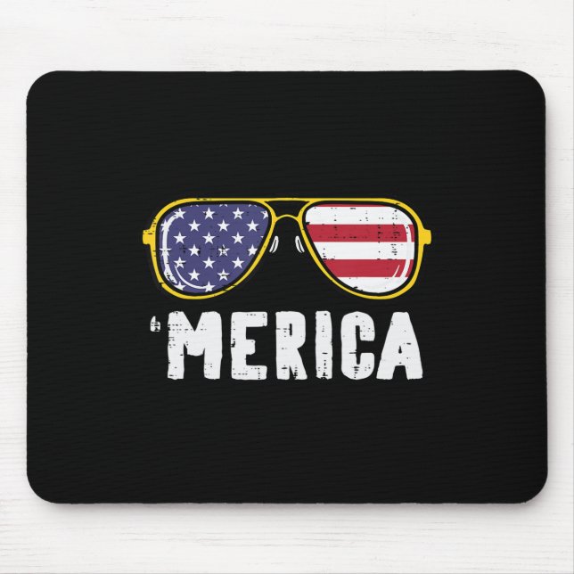 US Flag Sunglass Merica Memorial Day Patriot Men W Mouse Pad (Front)
