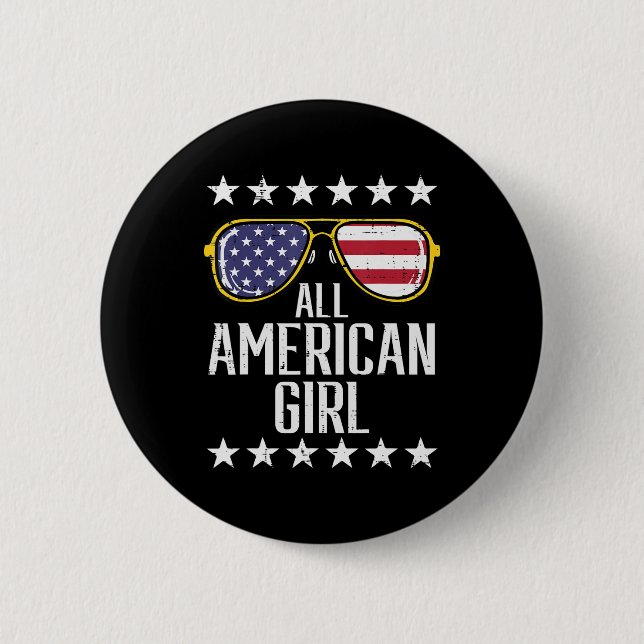 US Flag Sunglasses American All Girl Memorial Day  6 Cm Round Badge (Front)