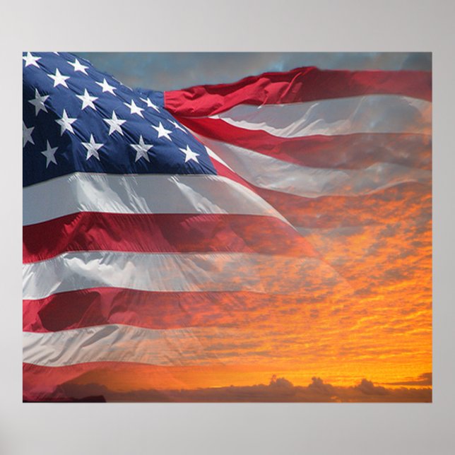 US Flag Sunrise Poster (Front)
