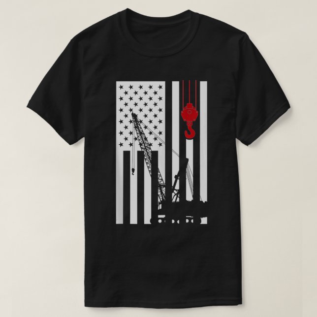 US Flag Themed Crane Operator  Men Women Kids Gift T-Shirt (Design Front)